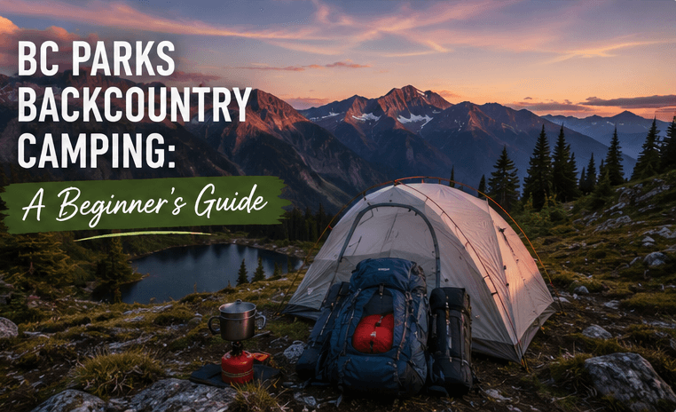A tent in the mountains, representing backcountry camping in BC Parks.