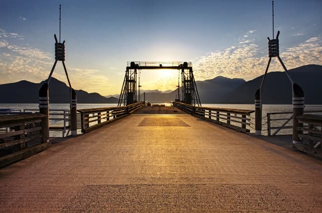 Porteau Cove dock extending over Howe Sound.