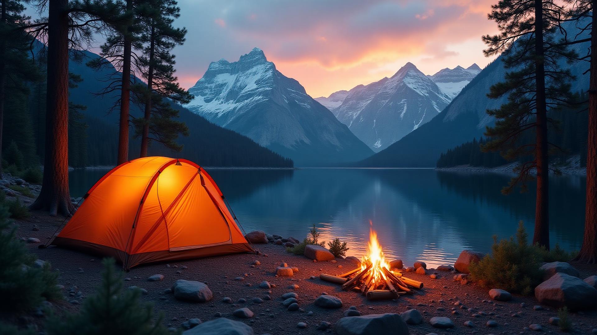Camping by the lake - peaceful outdoor scene